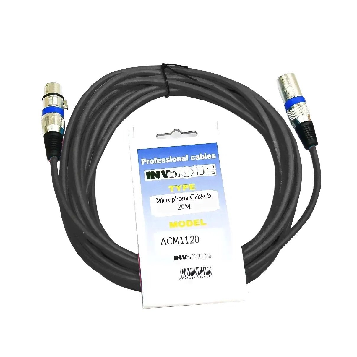 INVOTONE ACM1120 BK - микрофонный кабель, XLR <-> XLR длина 20 м (черный)-0